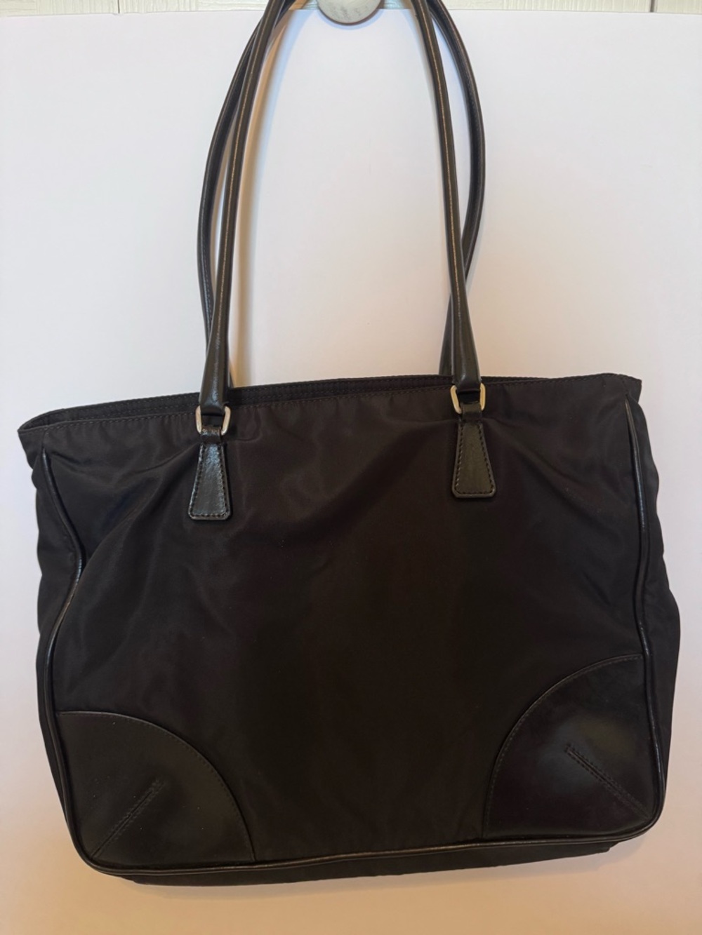 Prada Black Nylon Tote with Leather Trim - Picture 2 of 7